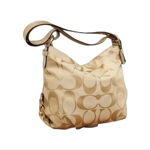 Coach Tan Jacquard Convertible Shoulder Bag Great Condition